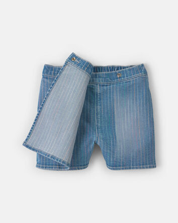 Filles - Jupe-short enveloppante &agrave; rayures arc-en-ciel - D&eacute;lav&eacute; moyen, 