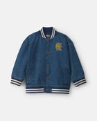 Boys Varsity Denim Jacket - Medium Wash, image 1 of 5 slides