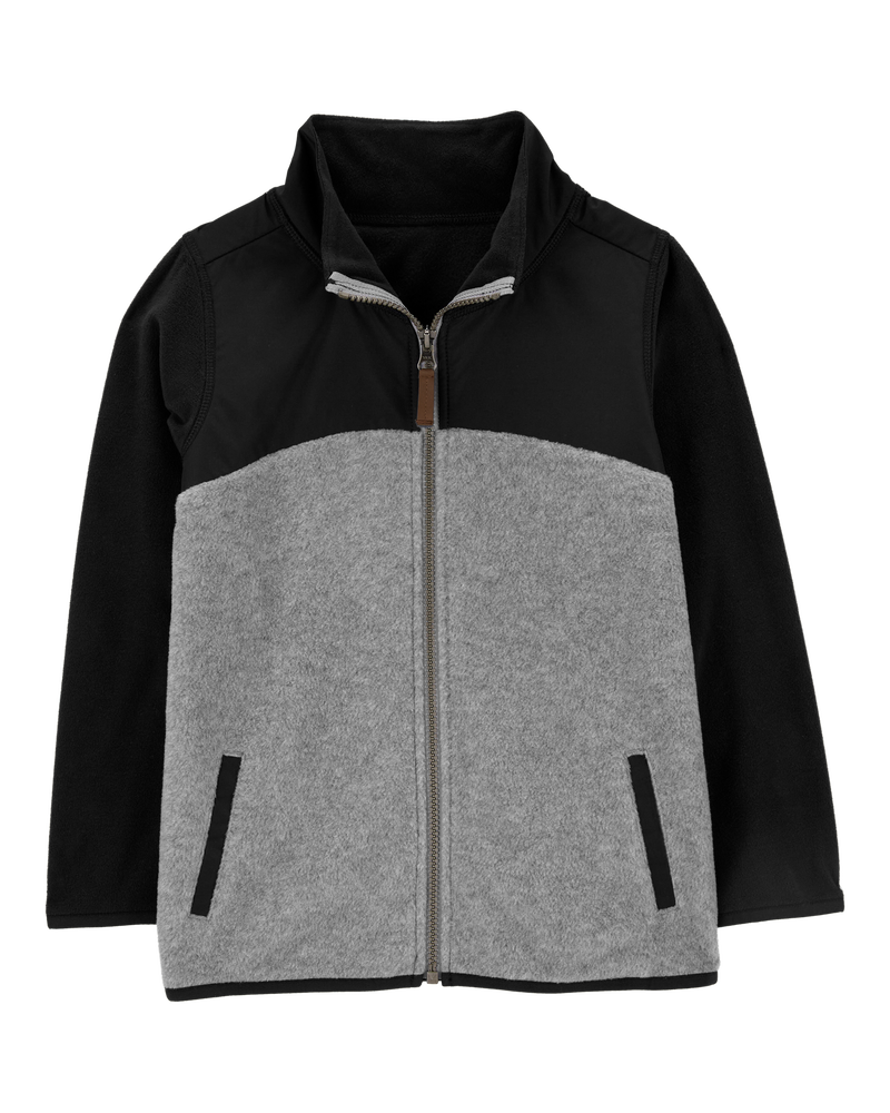 Grey Black Kid Zip Up Fleece Jacket Carter s Oshkosh Canada