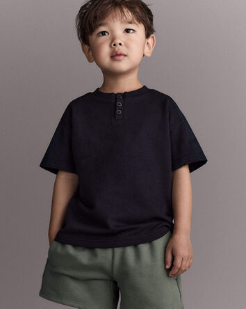 Tout-petit gar&ccedil;on - T-shirt henley - Noir, 