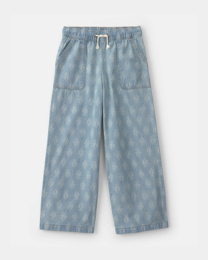 Filles - Pantalon &agrave; enfiler floral en chambray - D&eacute;lav&eacute; clair, image 1 sur 3 diapositives