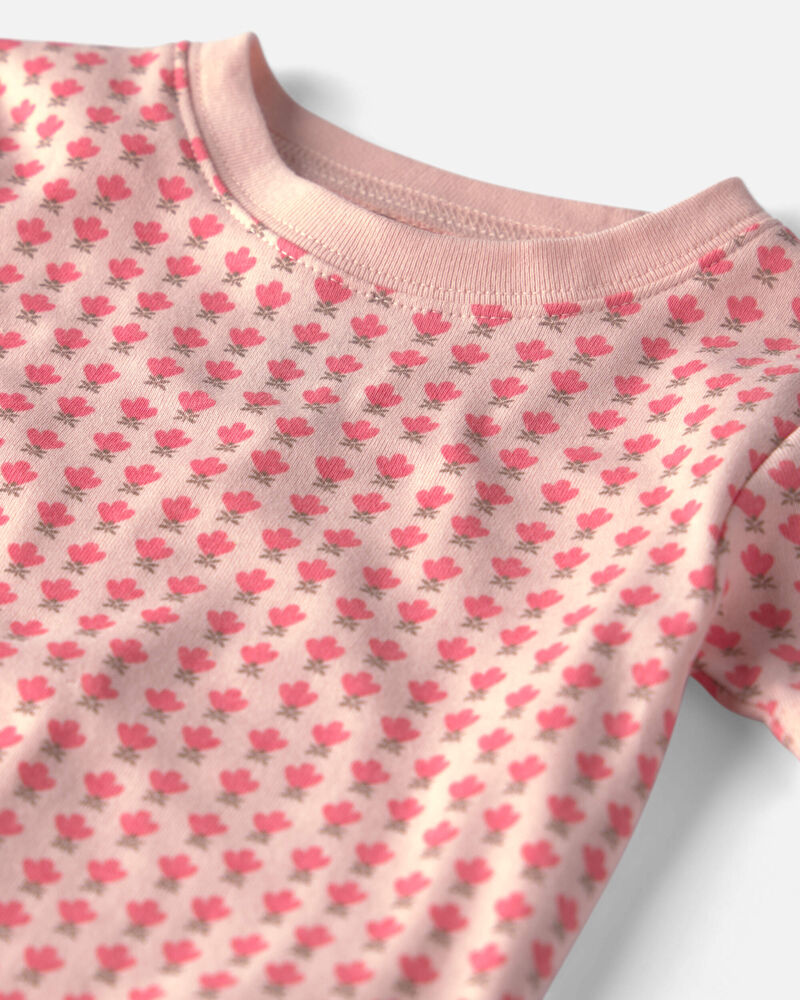 Toddler Girl 2-Piece Organic Cotton Pyjamas in Pink Floral, image 2 of 4 slides