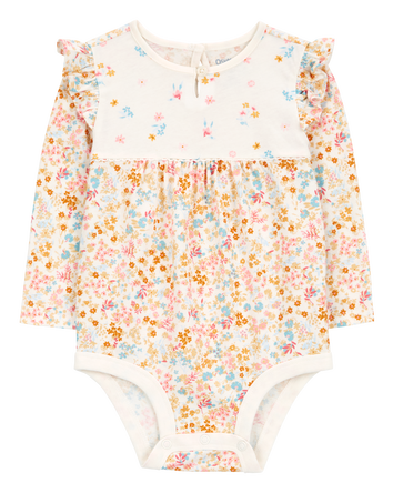 Bébé Cache-couche à manches longues en tricot à motifs de fleurs - Fleuri, 