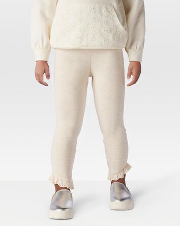 Toddler Ribbed Eyelet-Hem Pants - Cream, 