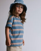 Tout-petit - T-shirt d&eacute;contract&eacute; &agrave; rayures - Bleu ardoise/Brun, image 1 sur 5 diapositives