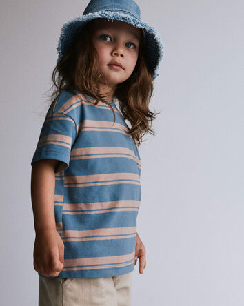 Tout-petit - T-shirt d&eacute;contract&eacute; &agrave; rayures - Bleu ardoise/Brun, 