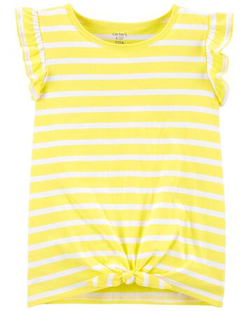 Striped Tie-Front Jersey Tee, 