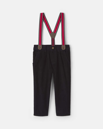 Toddler Boy Corduroy Straight Suspender Pants - Black, 