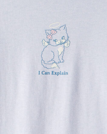 Filles - T-shirt &agrave; imprim&eacute; &agrave; manches longues &agrave; motif chat - Bleu, 