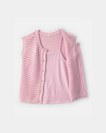 Filles - Ensemble 2 pi&egrave;ces avec gilet - Rose, 