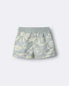 Toddler Boy Tropical Swim Trunks - Sage, image 6 of 7 slides