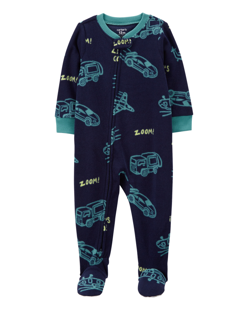 Toddler 1-Piece Cars Fleece Footie Pyjamas, image 1 of 4 slides