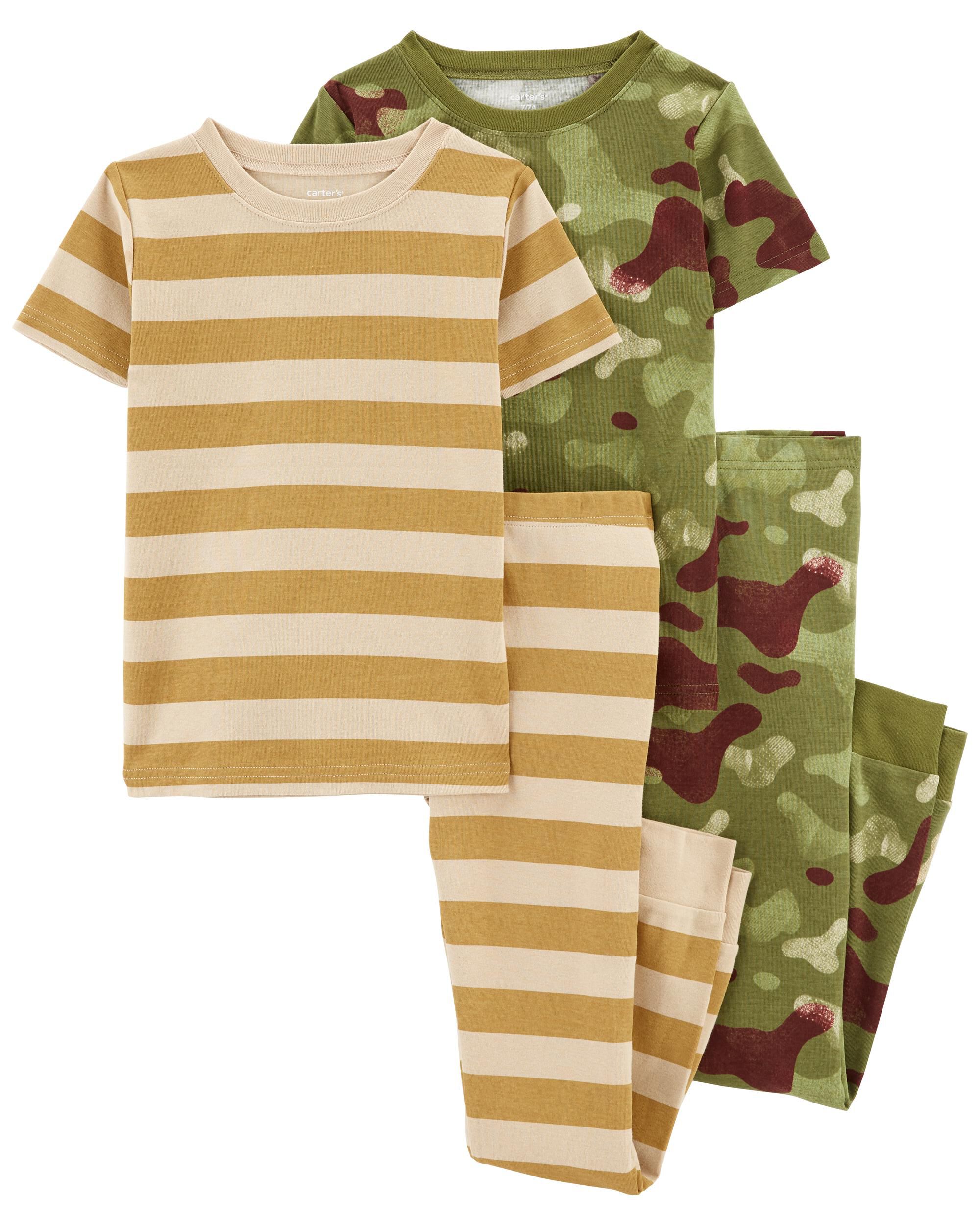 Kid 4 Piece Camo Striped 100 Snug Fit Cotton Pyjamas