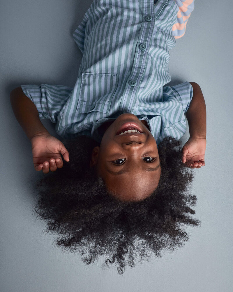 Toddler Boy Button-Down Long-Sleeve Shirt in Stripes - Blue, image 5 of 6 slides