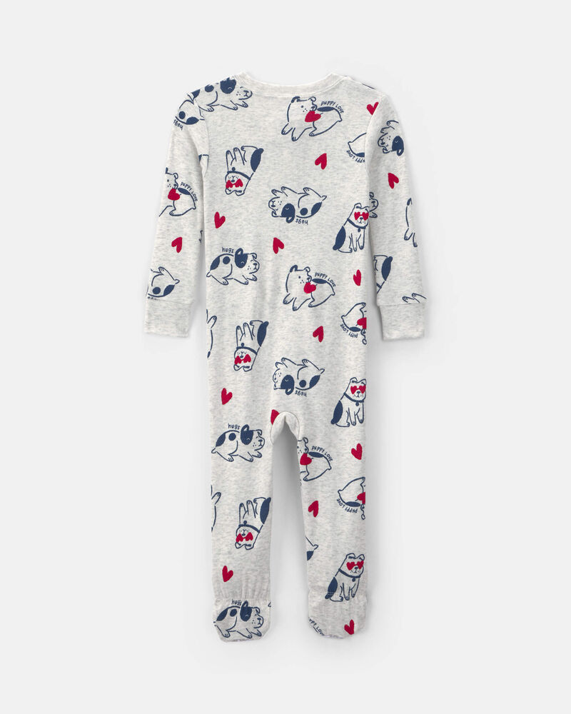 Baby Puppy Love Valentine's Day Snug Fit 1-Piece Pyjama - Cream, image 2 of 5 slides