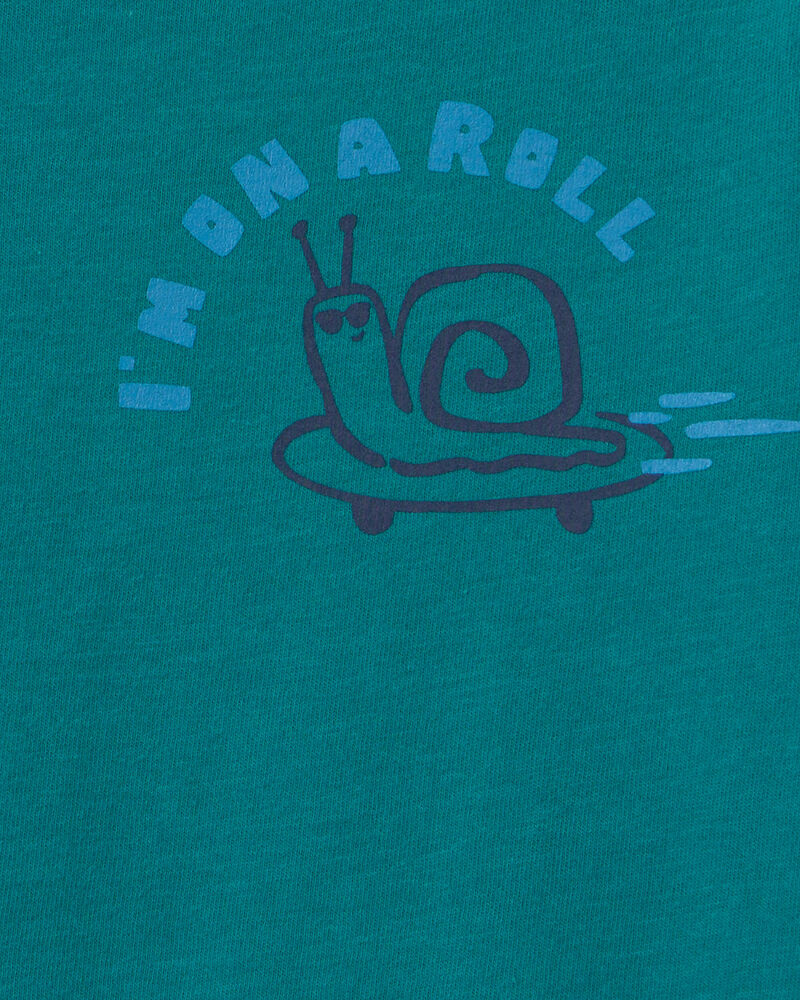 Tout-petit gar&ccedil;on - T-shirt manches longues &agrave; imprim&eacute; escargot &ndash; Sarcelle, image 2 sur 2 diapositives