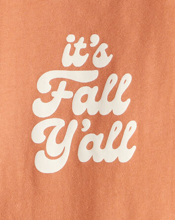 Baby Its Fall Y'all Cotton Long-Sleeve Graphic Bodysuit - Brown, 