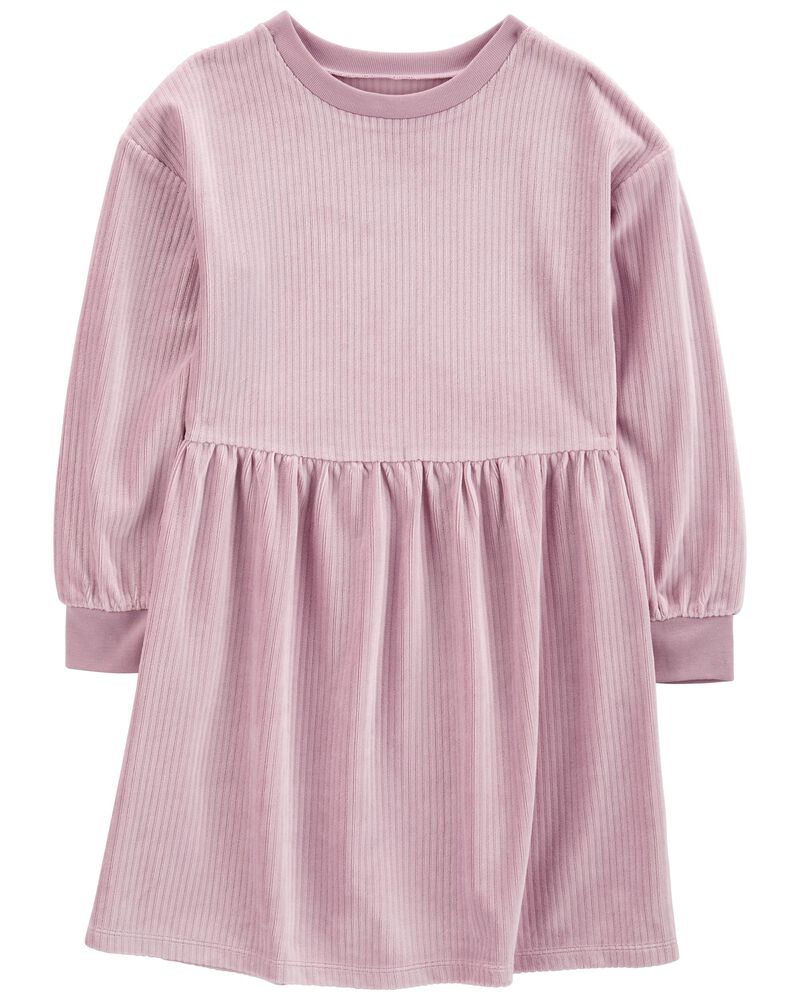 Kid Long-Sleeve Velour Dress, image 1 of 4 slides