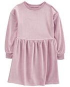Kid Long-Sleeve Velour Dress, image 1 of 4 slides