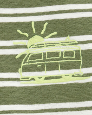 Baby Sun Striped Cotton Short-Sleeve Tee - Green, 