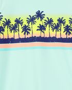 Kid Palm Tree Long-Sleeve Rashguard Swim - Mint Blue, image 2 of 3 slides