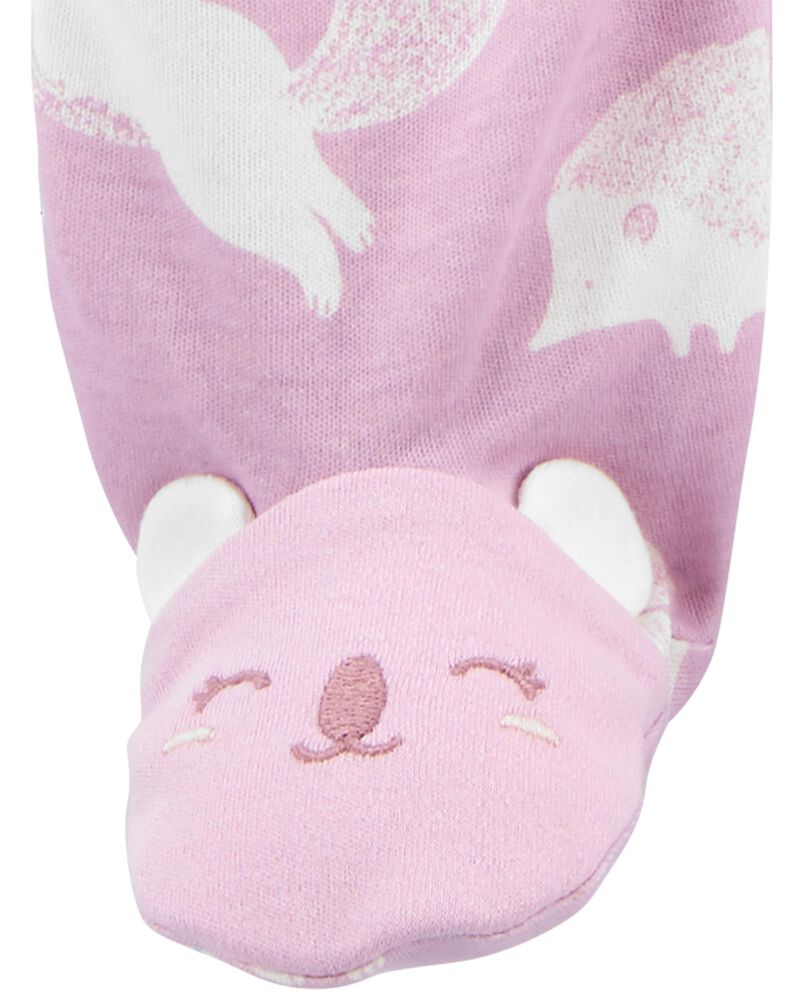 Baby Animal 2-Way Zip Cotton Sleeper Pyjamas, image 3 of 5 slides