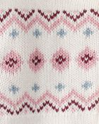 Toddler Girl Organic Cotton Fair Isle Sweater Knit, image 4 of 4 slides