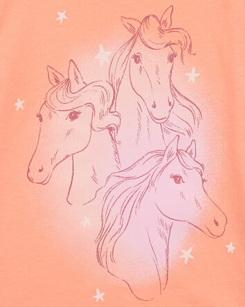 T-shirt à imprimé de cheval pour filles, 