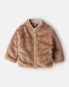 Baby Boy Sherpa Zip-Up Jacket - Brown, image 1 of 4 slides