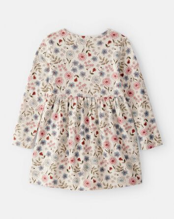 Toddler Girl Floral Long-Sleeve Knit Dress - Cream, 