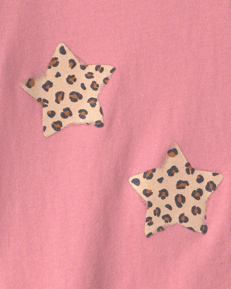 Girls Cheetah Star Long-Sleeve Graphic Tee - Pink, image 2 of 3 slides