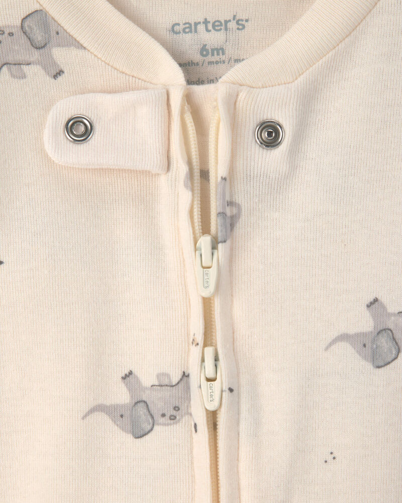 B&eacute;b&eacute; - Emballage 2 grenouill&egrave;res &agrave; motif d&rsquo;&eacute;l&eacute;phant et rayures - Gris, image 2 sur 4 diapositives