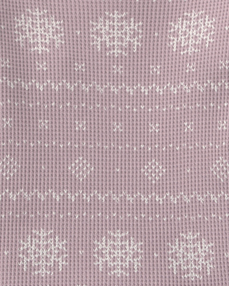 B&eacute;b&eacute; fille - Pyjama 2 pi&egrave;ces en tricot gaufr&eacute; fait avec du coton biologique &agrave; motif jacquard, image 3 sur 3 diapositives