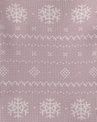 B&eacute;b&eacute; fille - Pyjama 2 pi&egrave;ces en tricot gaufr&eacute; fait avec du coton biologique &agrave; motif jacquard, image 3 sur 3 diapositives