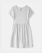 Filles - Robe &agrave; manches courtes en tissu c&ocirc;tel&eacute; - Gris, image 1 sur 3 diapositives