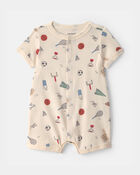 Baby Sports Short-Sleeve Romper - Ivory, image 1 of 3 slides