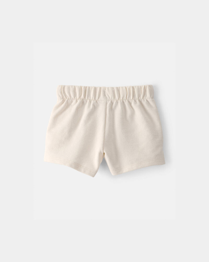 Baby Girl French Terry Shorts - Cream, image 2 of 4 slides
