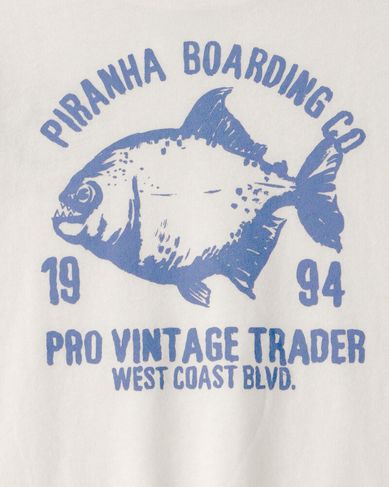 Boys Piranha Graphic Tee - Ivory, image 4 of 5 slides
