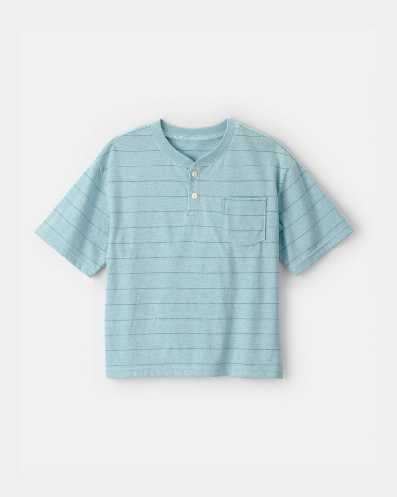 Boys Striped Henley T-Shirt - Blue, image 1 of 3 slides