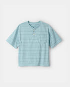 Boys Striped Henley T-Shirt - Blue, image 1 of 3 slides