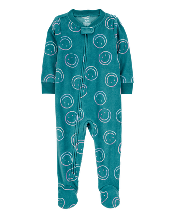 Toddler 1-Piece Smiley Face Fleece Footie Pyjamas, 