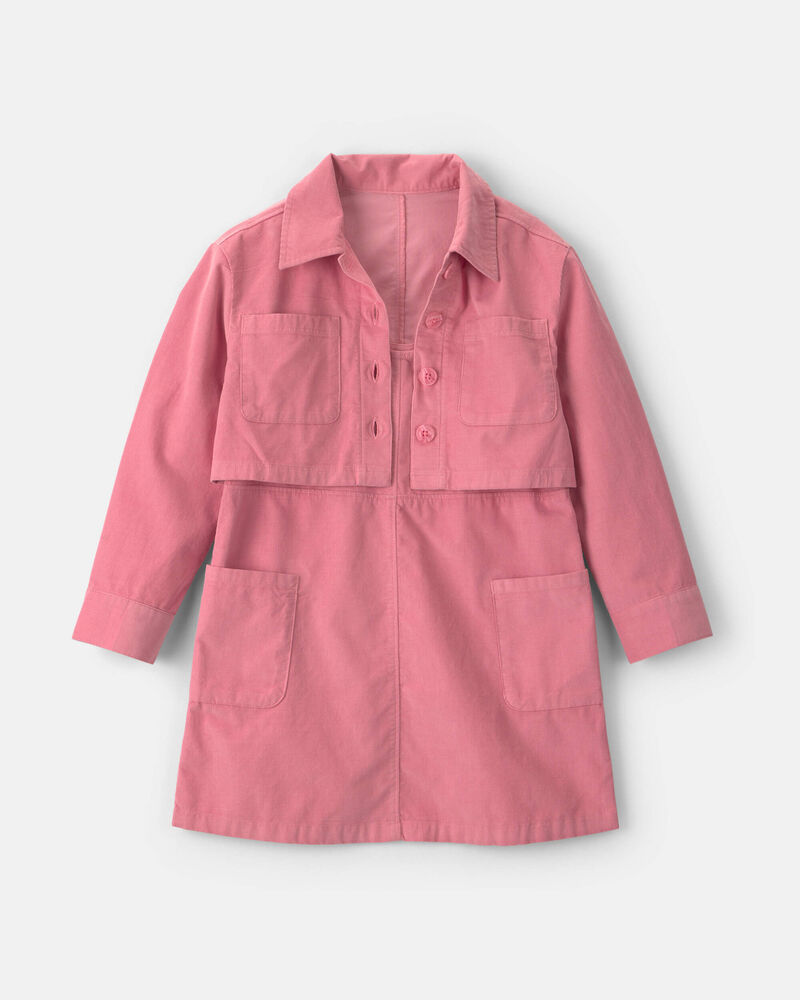 Girls 2-Piece Corduroy Long-Sleeve Jacket & Dress Set - Pink, image 1 of 5 slides
