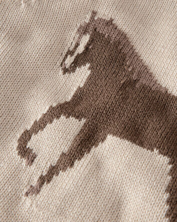 Toddler Organic Cotton Horse Sweater Knit Pullover, 
