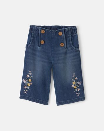 Baby Girl Floral Denim Jeans - Medium Wash, 