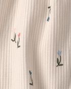 Baby Girl Floral Short-Sleeve Romper - Tan, image 2 of 3 slides