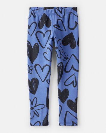 Girls Heart Pull-On Stretch Cozy Leggings - Blue, 
