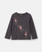 Girls Ballerina Long-Sleeve Graphic Tee - Black, image 1 of 3 slides