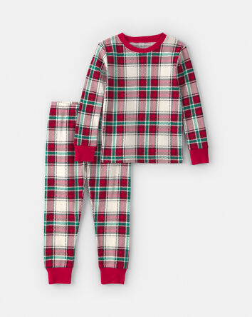 Baby 2-Piece Christmas Plaid 100% Cotton Snug Fit Pyjama Set - Red/Green, 