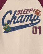 Boys 4-Piece 'Sleep Champs 01' 100% Cotton Snug Fit Pyjama Set - Burgundy/Cream, image 2 of 5 slides