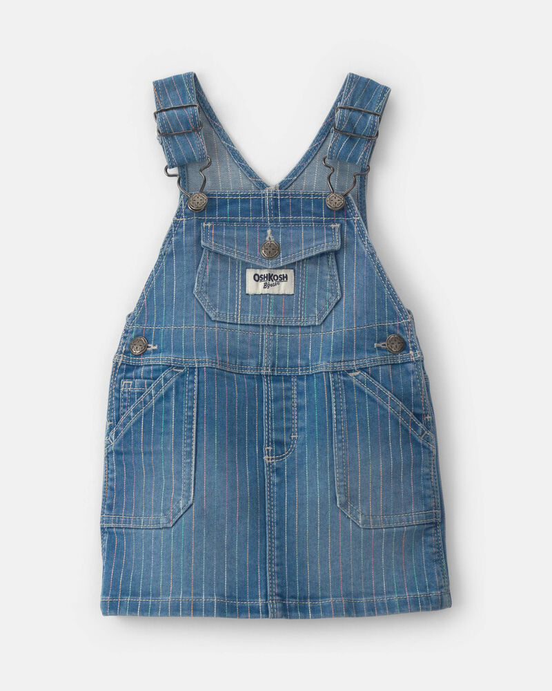 Baby Girl Rainbow Stripe Denim Skirtall - Medium Wash, image 1 of 4 slides